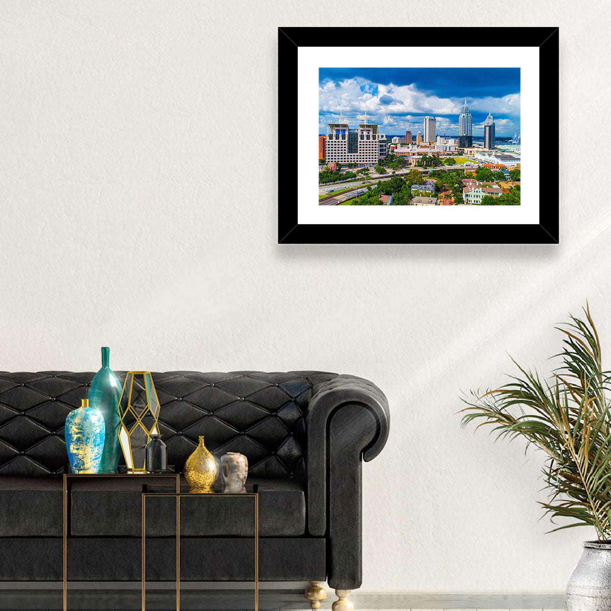 Mobile Skyline with Rsa Battle House Tower Wall Art in a room, landscape