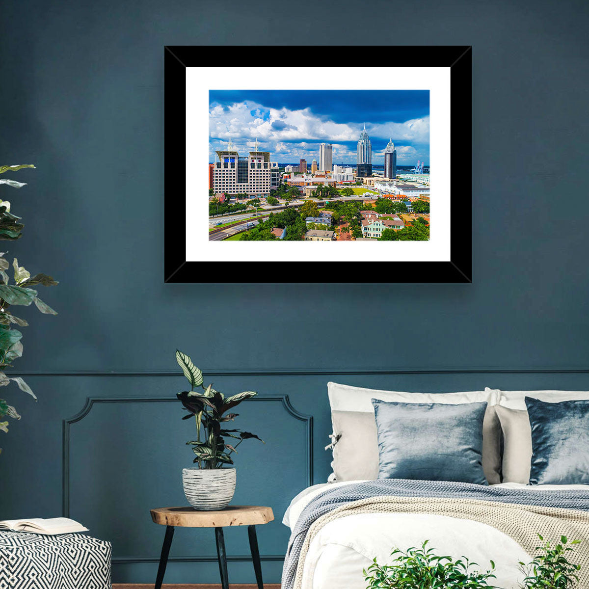 Mobile Skyline with Rsa Battle House Tower Wall Art in a room, landscape