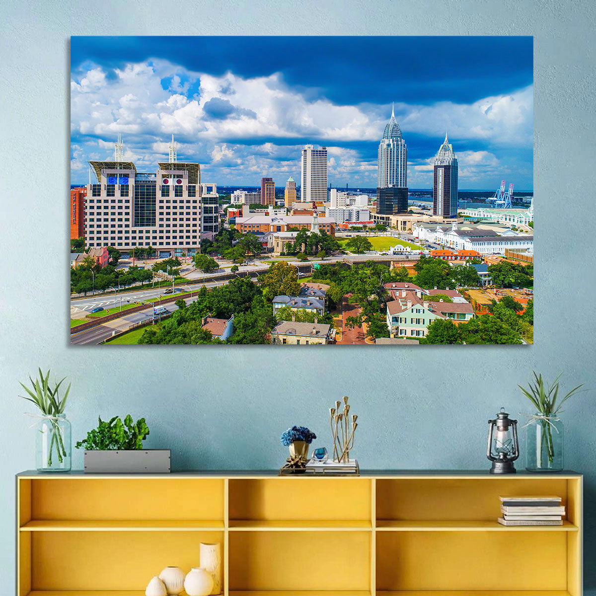 Mobile Skyline with Rsa Battle House Tower Wall Art