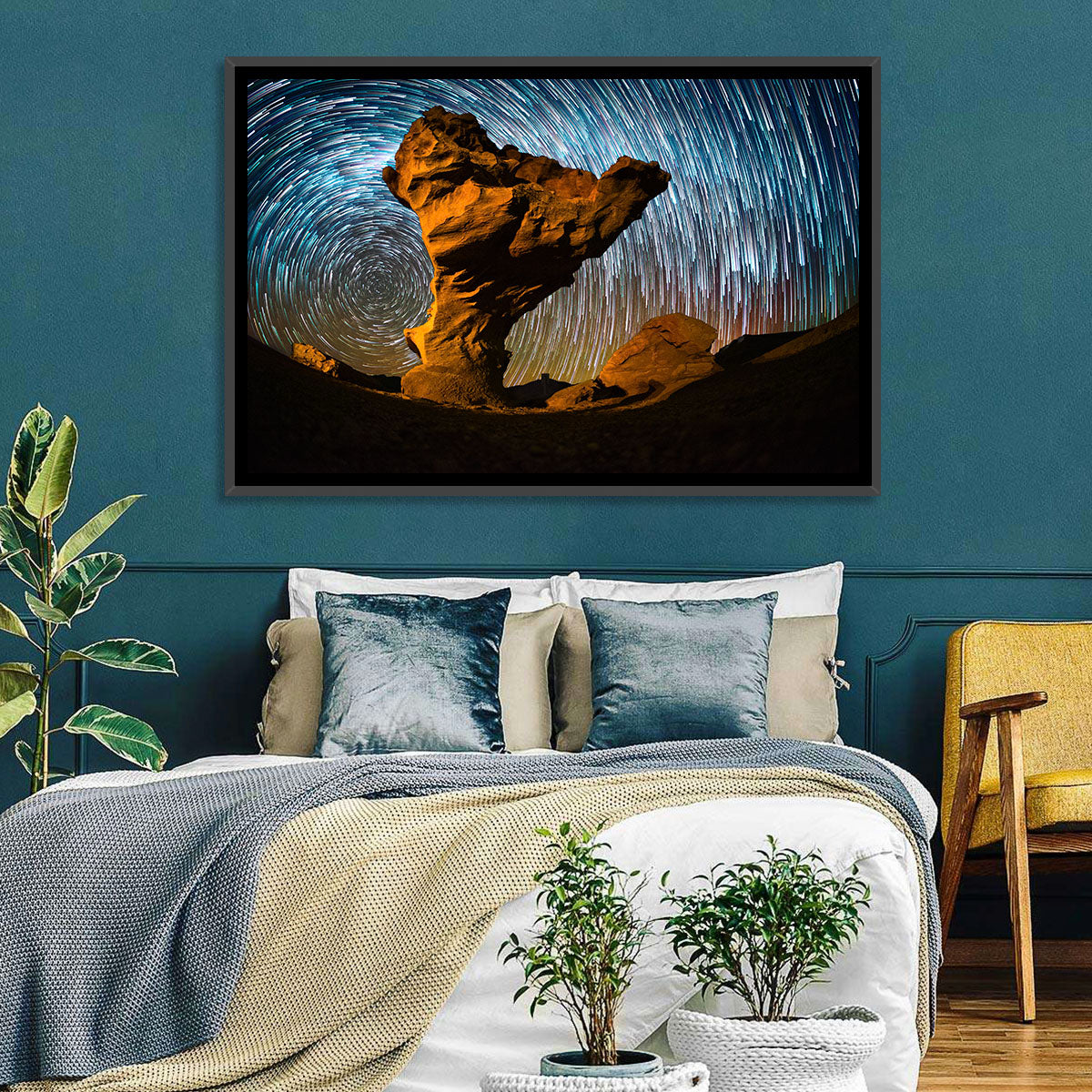 Arbol De Piedra Night Sky Wall Art in a room, landscape