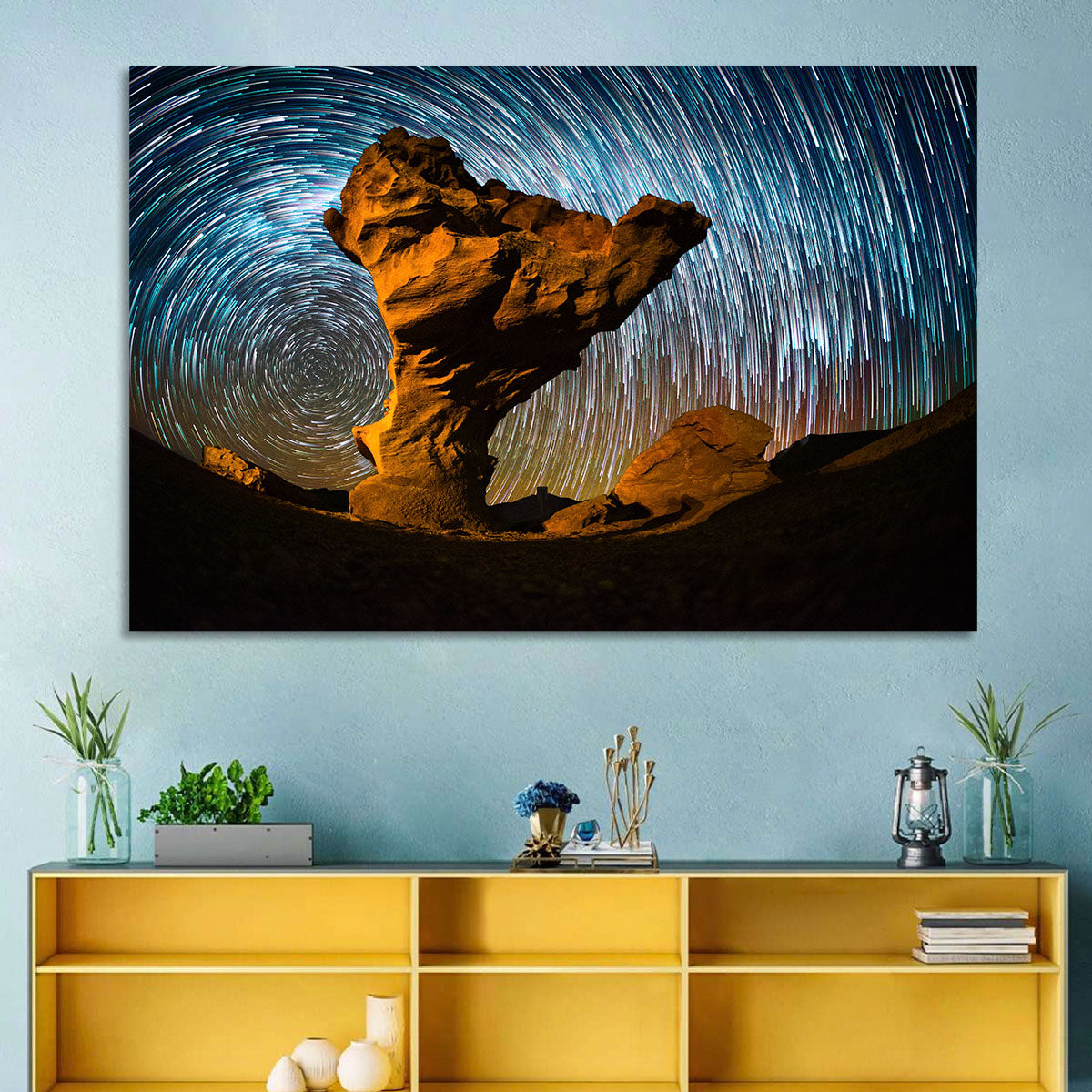 Arbol De Piedra Night Sky Wall Art in a room, landscape