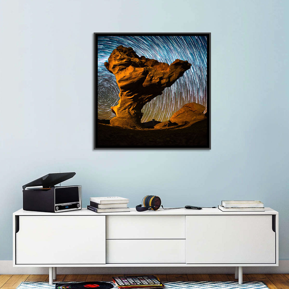 Arbol De Piedra Night Sky Wall Art in a room, landscape