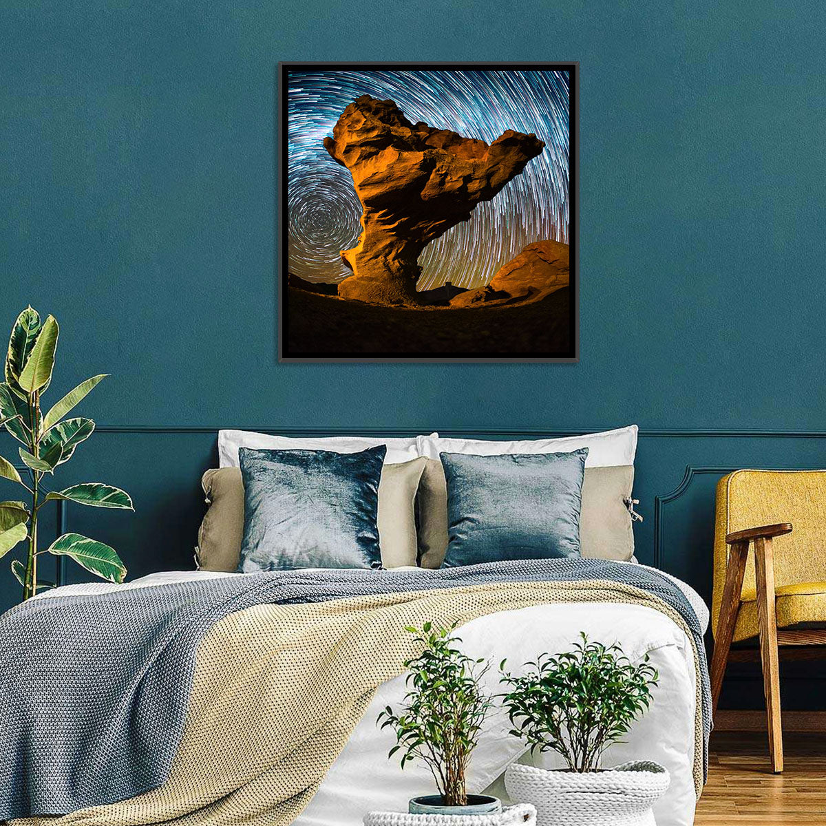 Arbol De Piedra Night Sky Wall Art in a room, landscape