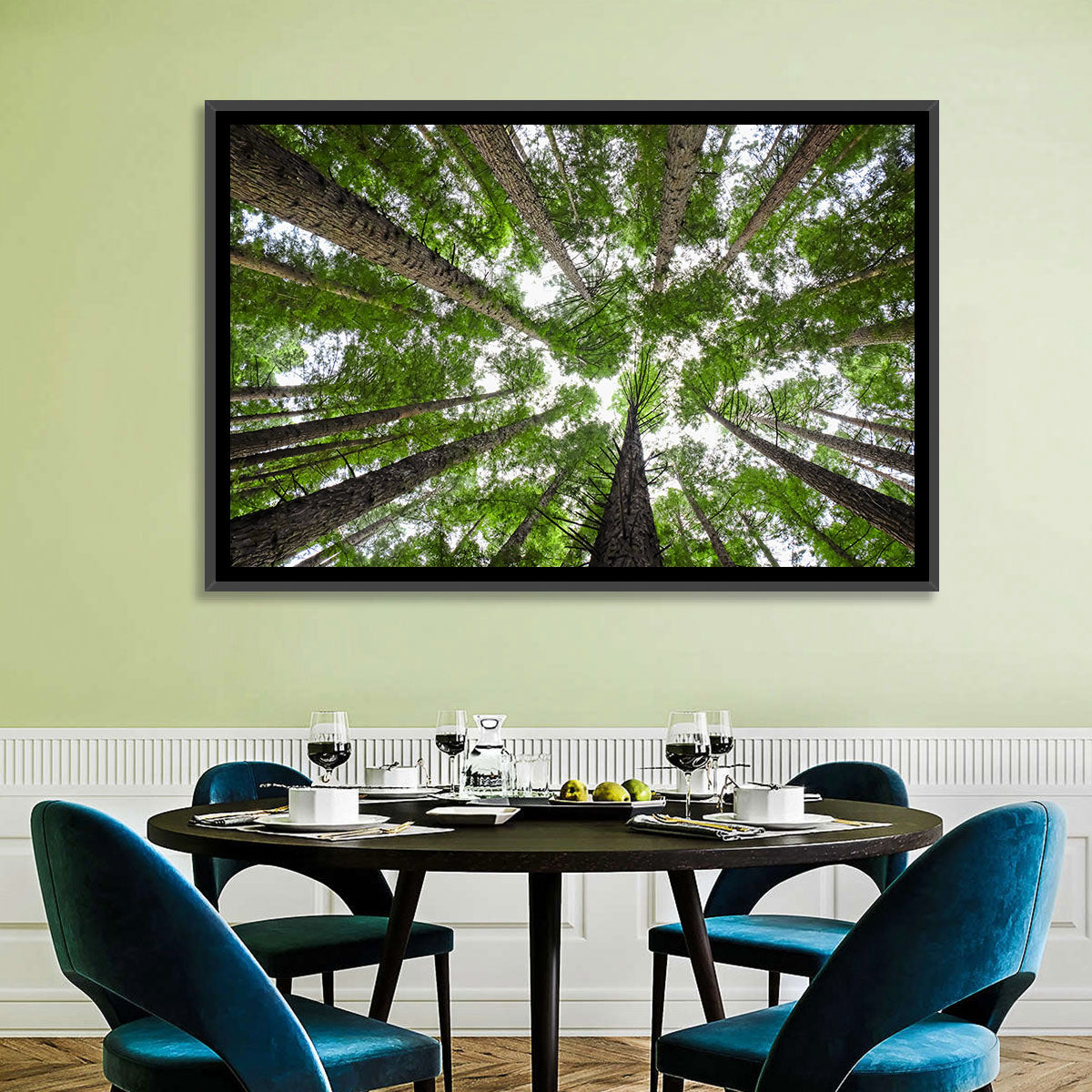 Redwood Forest Canopy Wall Art in a room, landscape