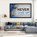 Never Give Up Fitness Typography Wall Art