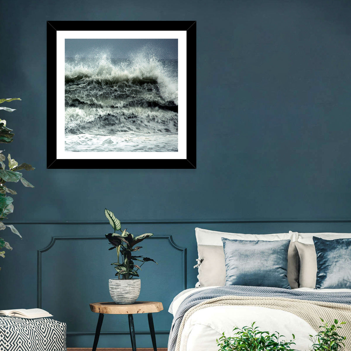 Stormy Coastline Wave Wall Art in a room, landscape