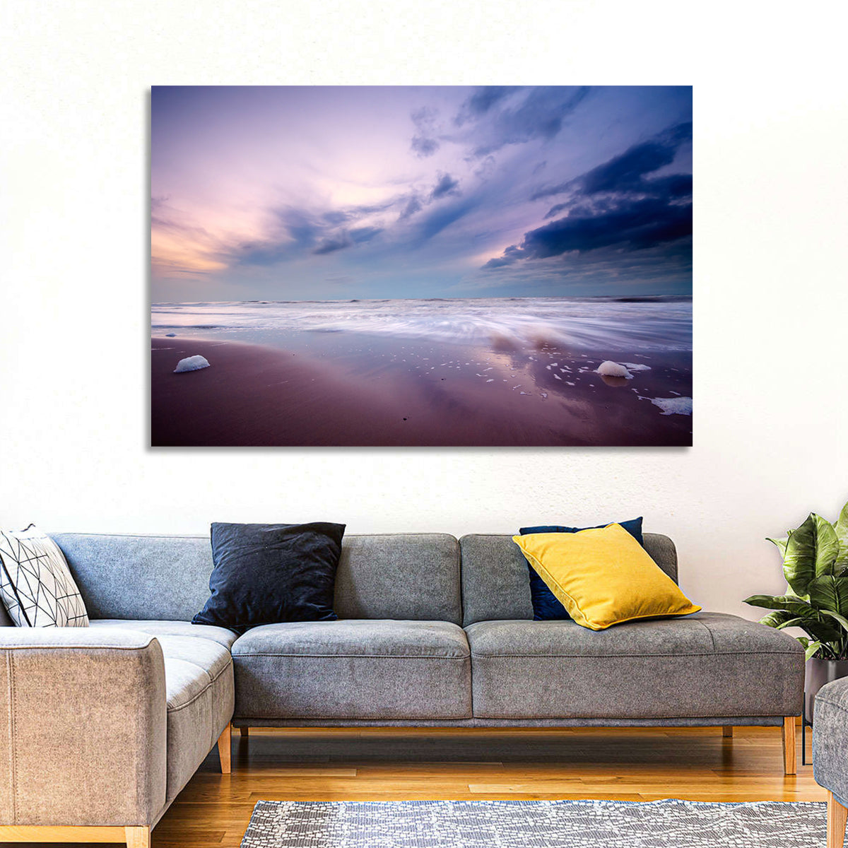 Purple Night Beach Wall Art