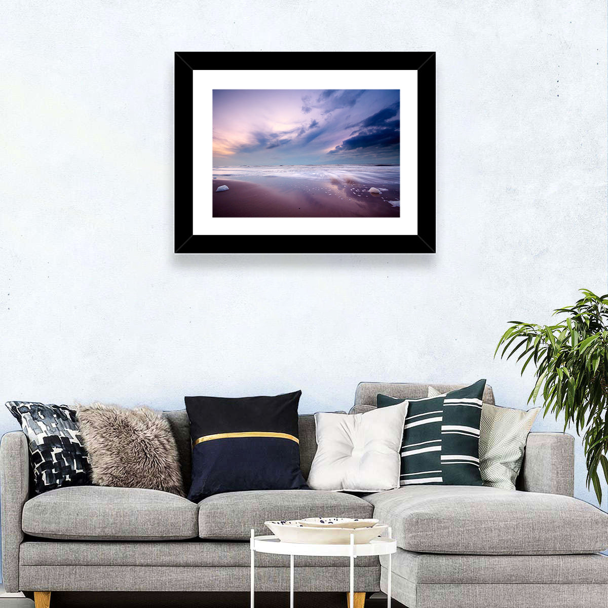Purple Night Beach Wall Art
