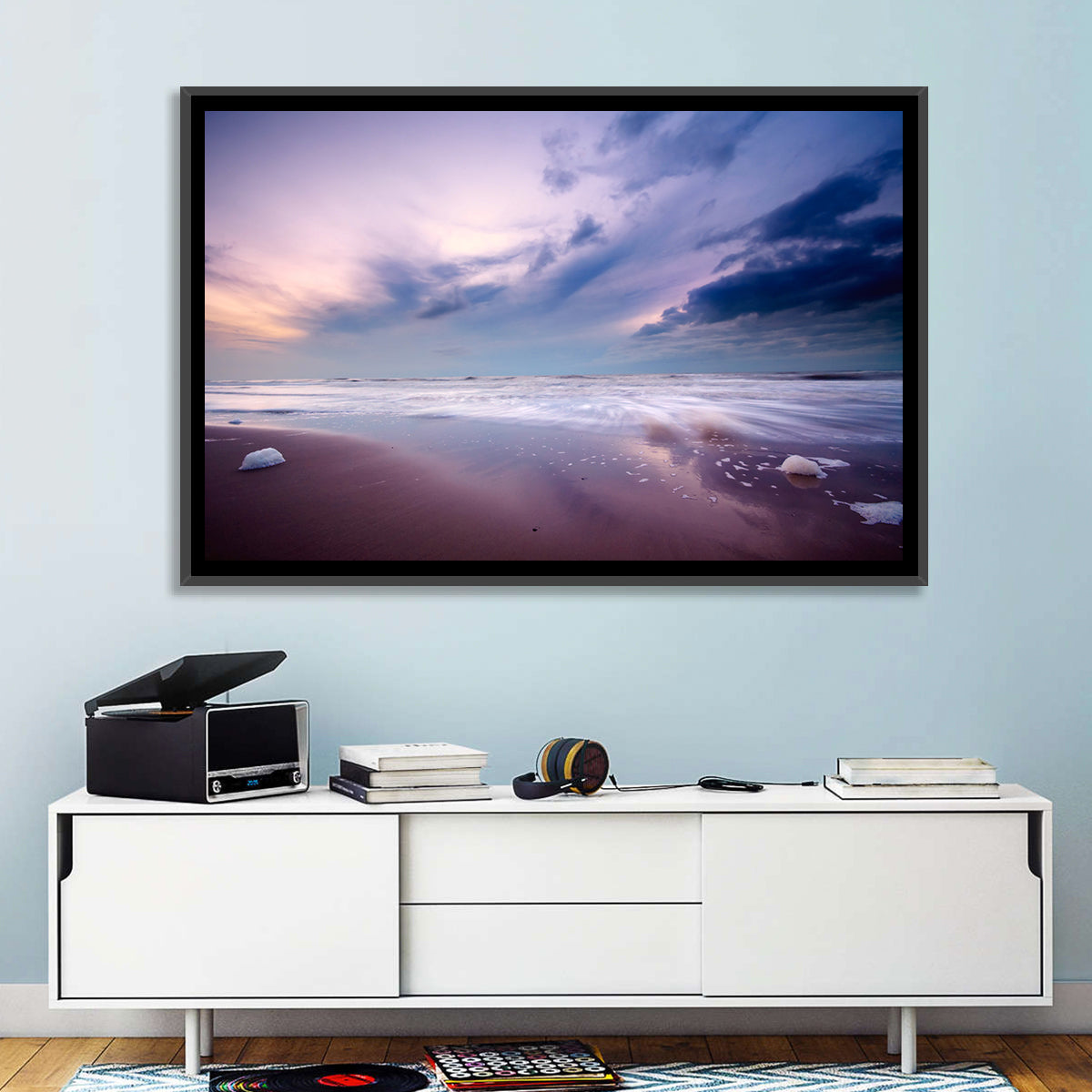 Purple Night Beach Wall Art