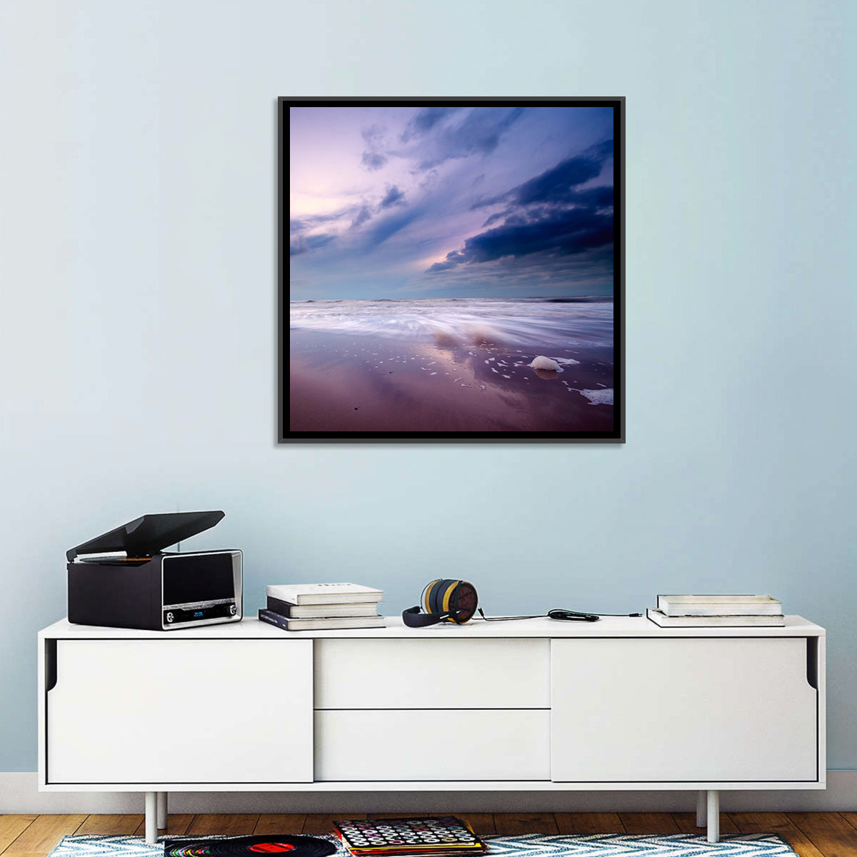 Purple Night Beach Wall Art