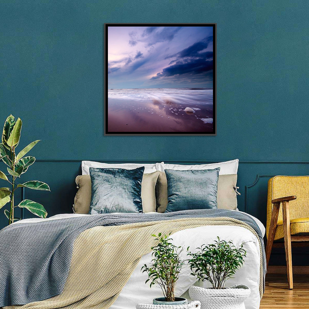 Purple Night Beach Wall Art