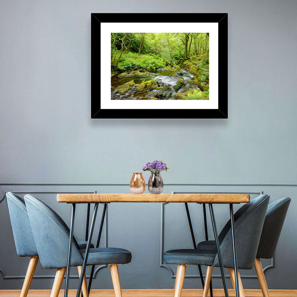 Mossy Stream Through Forest Wall Art