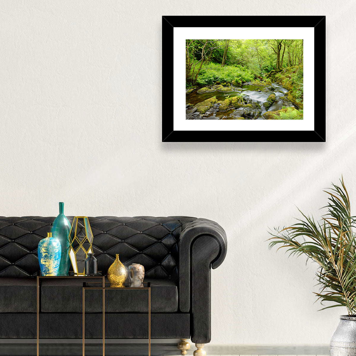 Mossy Stream Through Forest Wall Art