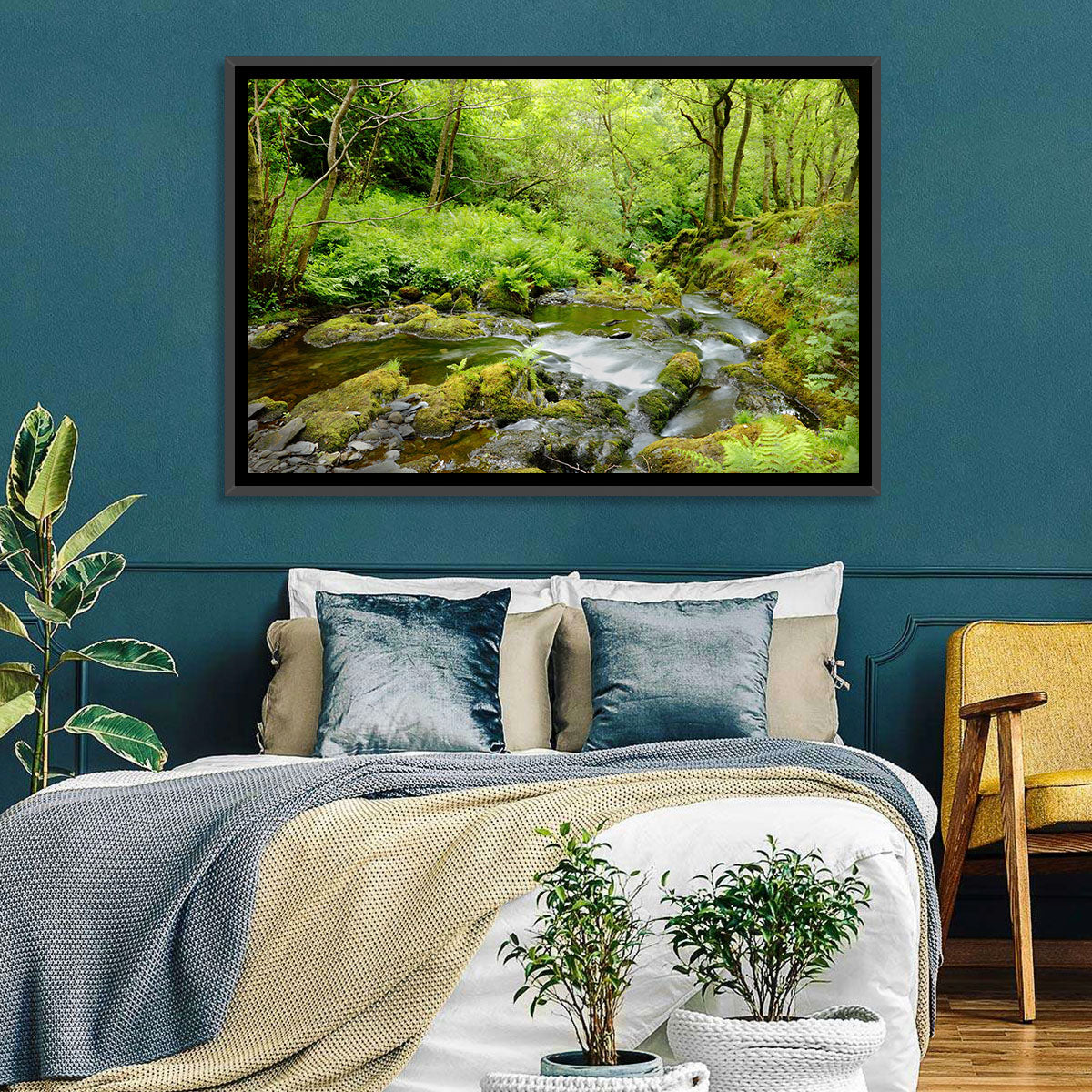 Mossy Stream Through Forest Wall Art