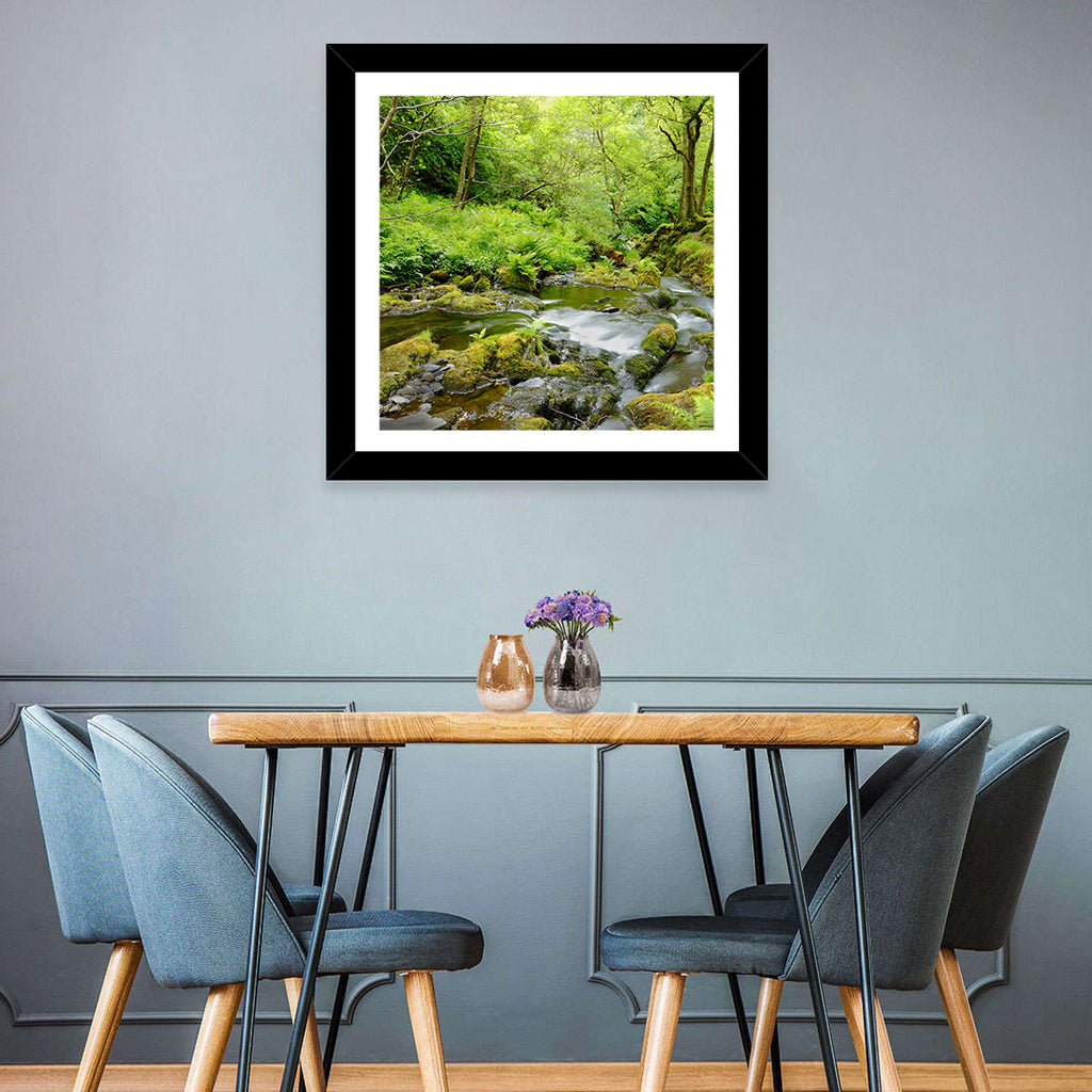 Mossy Stream Through Forest Wall Art