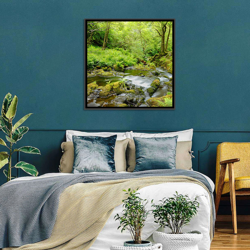 Mossy Stream Through Forest Wall Art