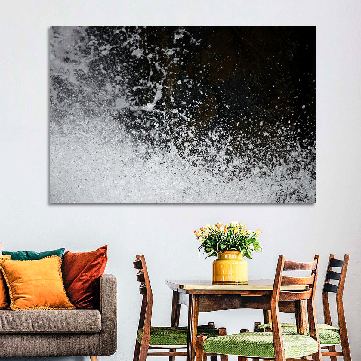 High-speed Water Splash Wall Art in a room, landscape