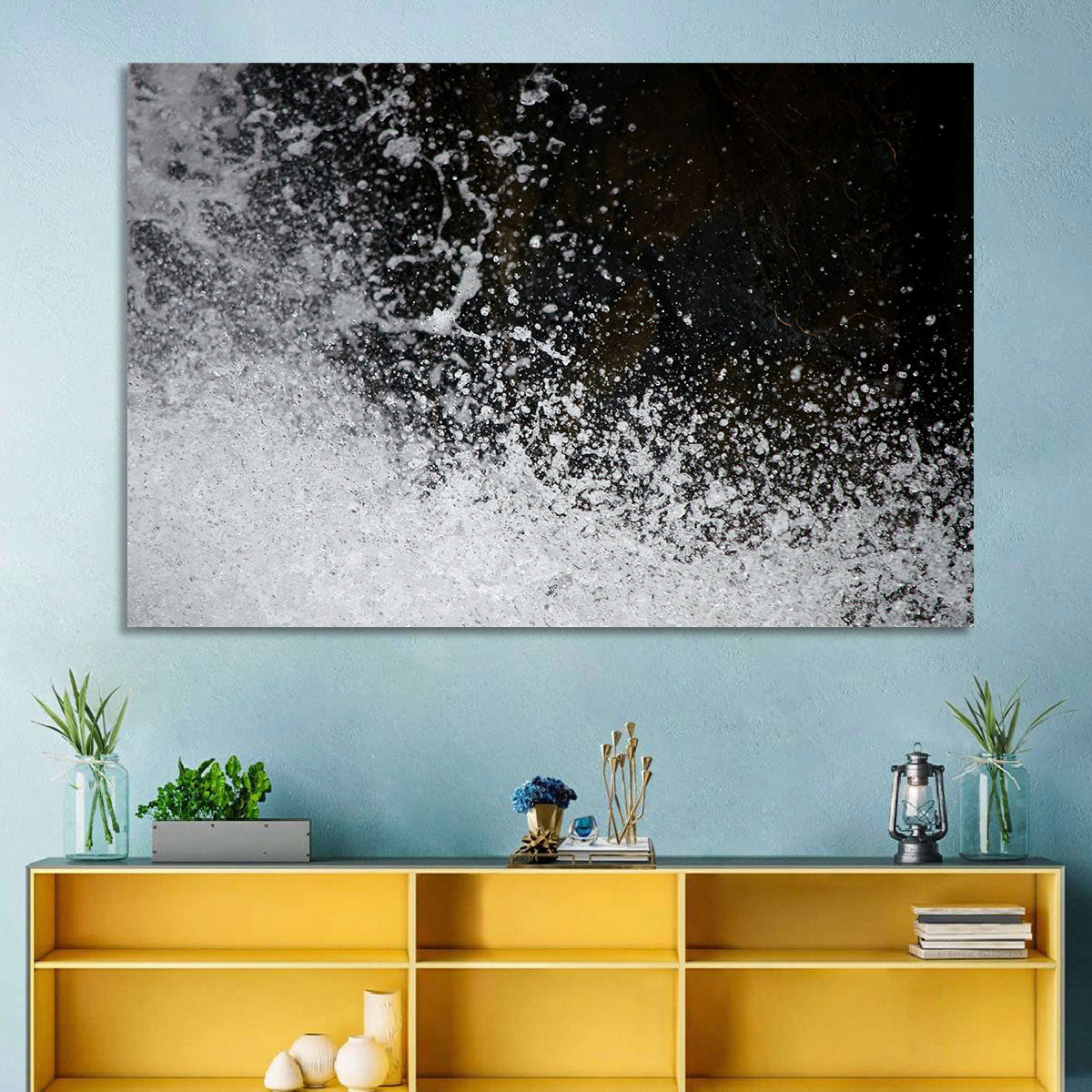 High-speed Water Splash Wall Art in a room, landscape