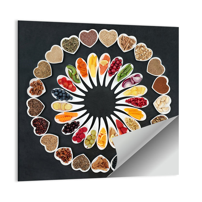 Circular Heart Bowls of Fresh Ingredients Wall Art as a poster print