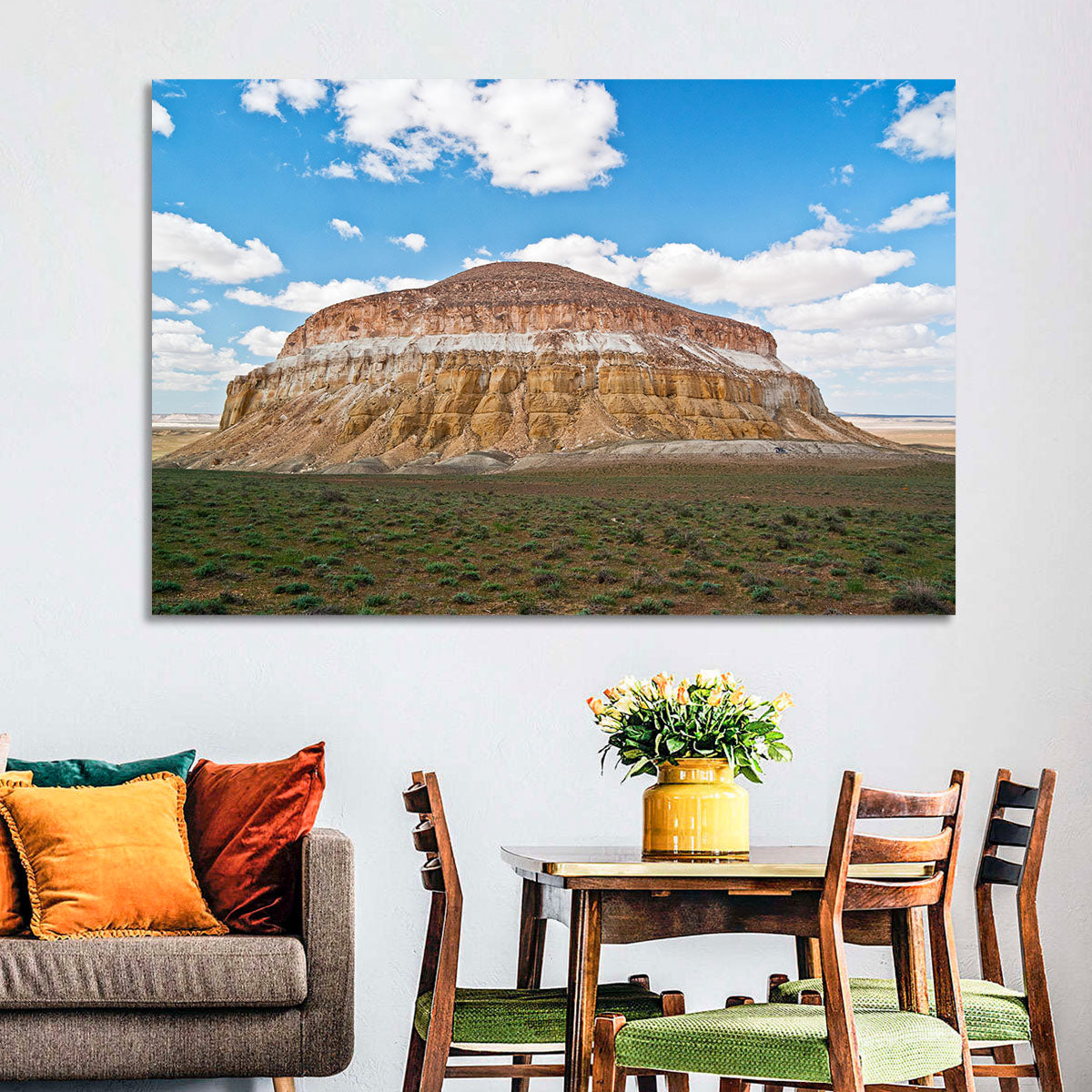 Sherkala Butte Wall Art in a room, landscape