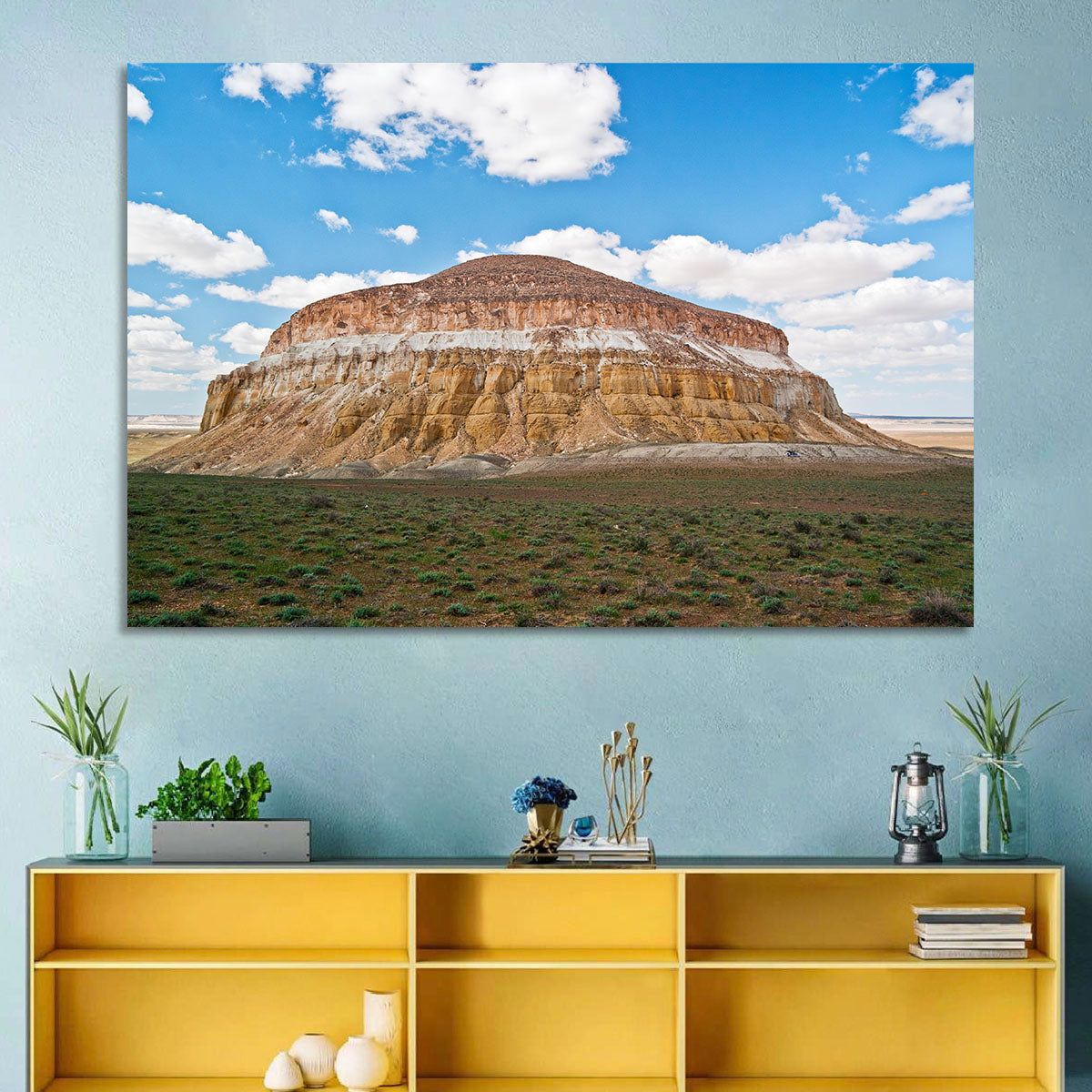 Sherkala Butte Wall Art in a room, landscape