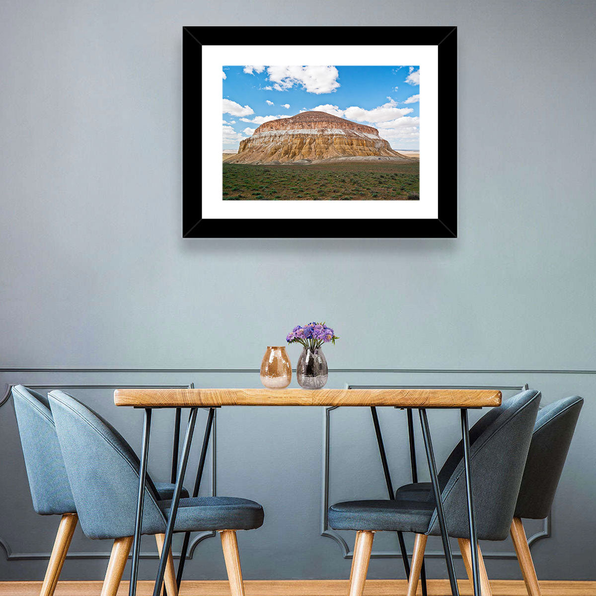 Sherkala Butte Wall Art in a room, landscape