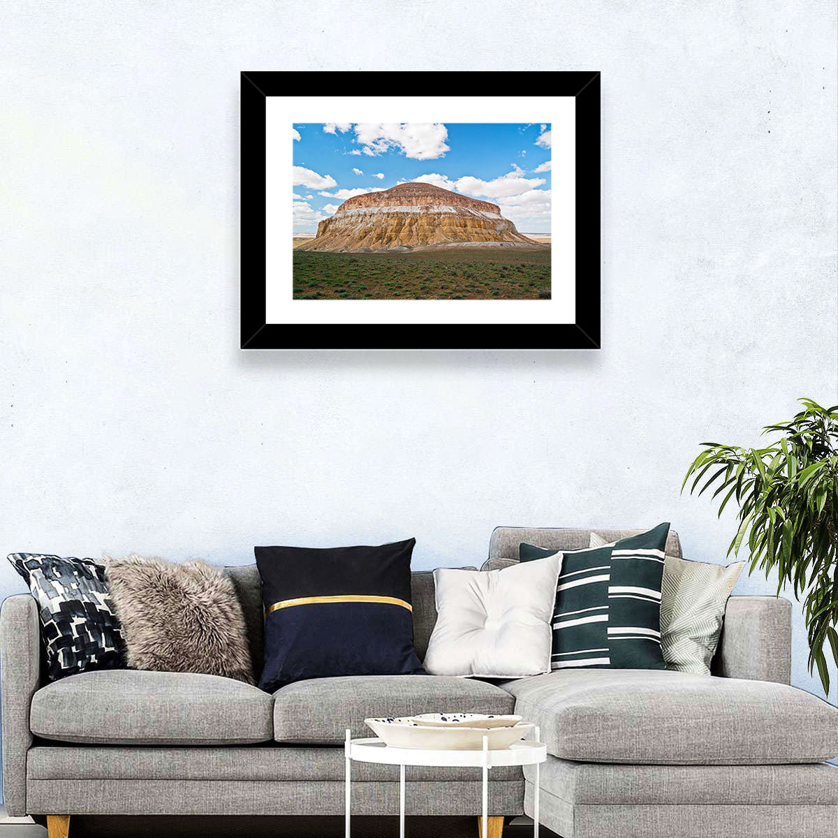 Sherkala Butte Wall Art in a room, landscape