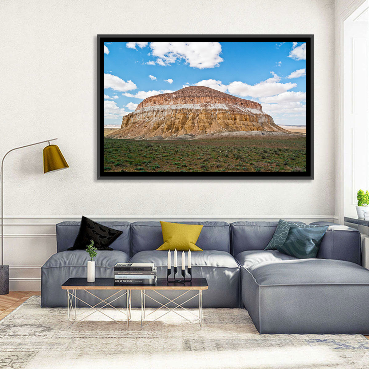 Sherkala Butte Wall Art in a room, landscape