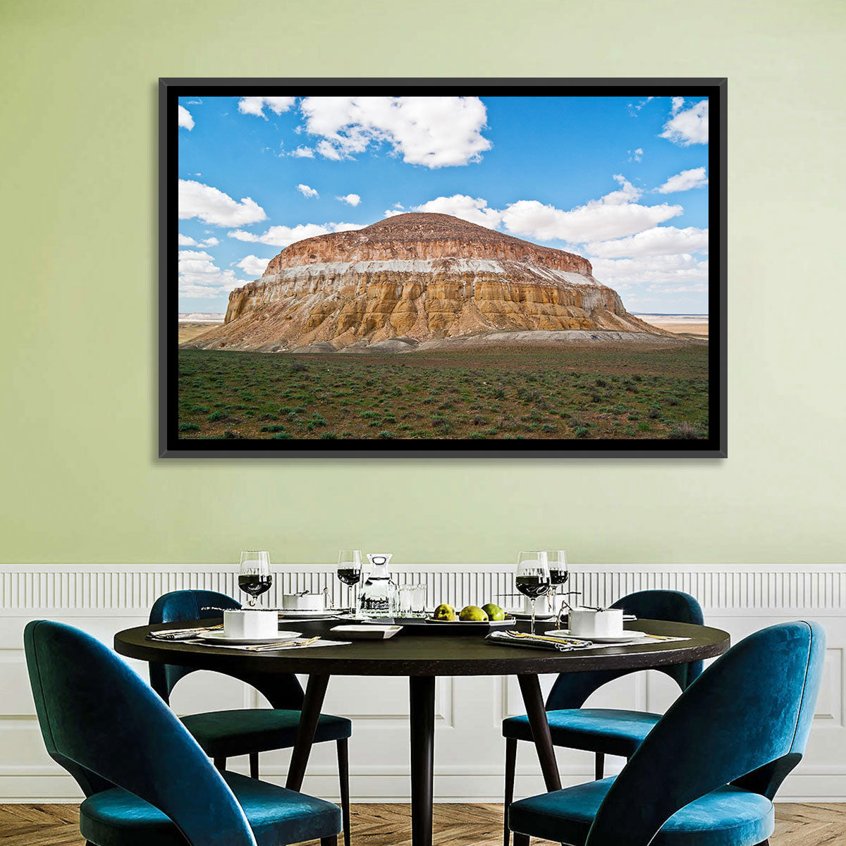 Sherkala Butte Wall Art in a room, landscape