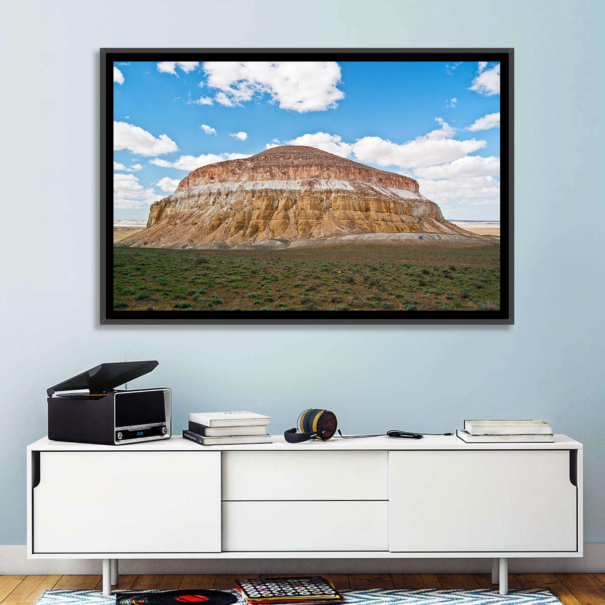 Sherkala Butte Wall Art in a room, landscape