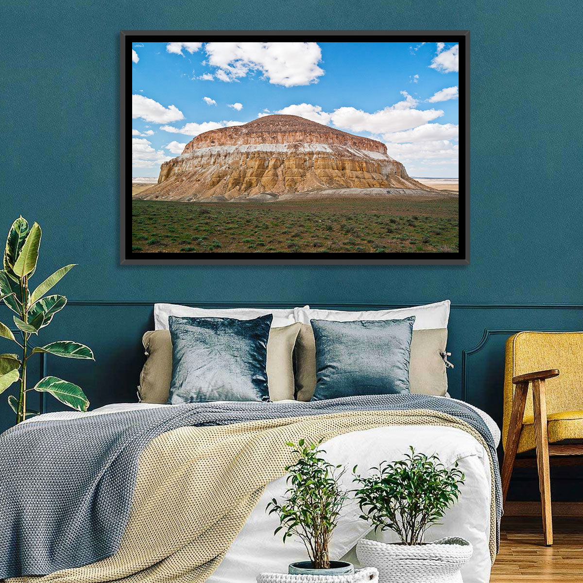 Sherkala Butte Wall Art in a room, landscape