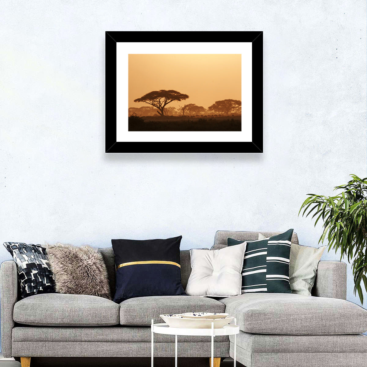 Amboseli Savanna Sunset Wall Art in a room, landscape