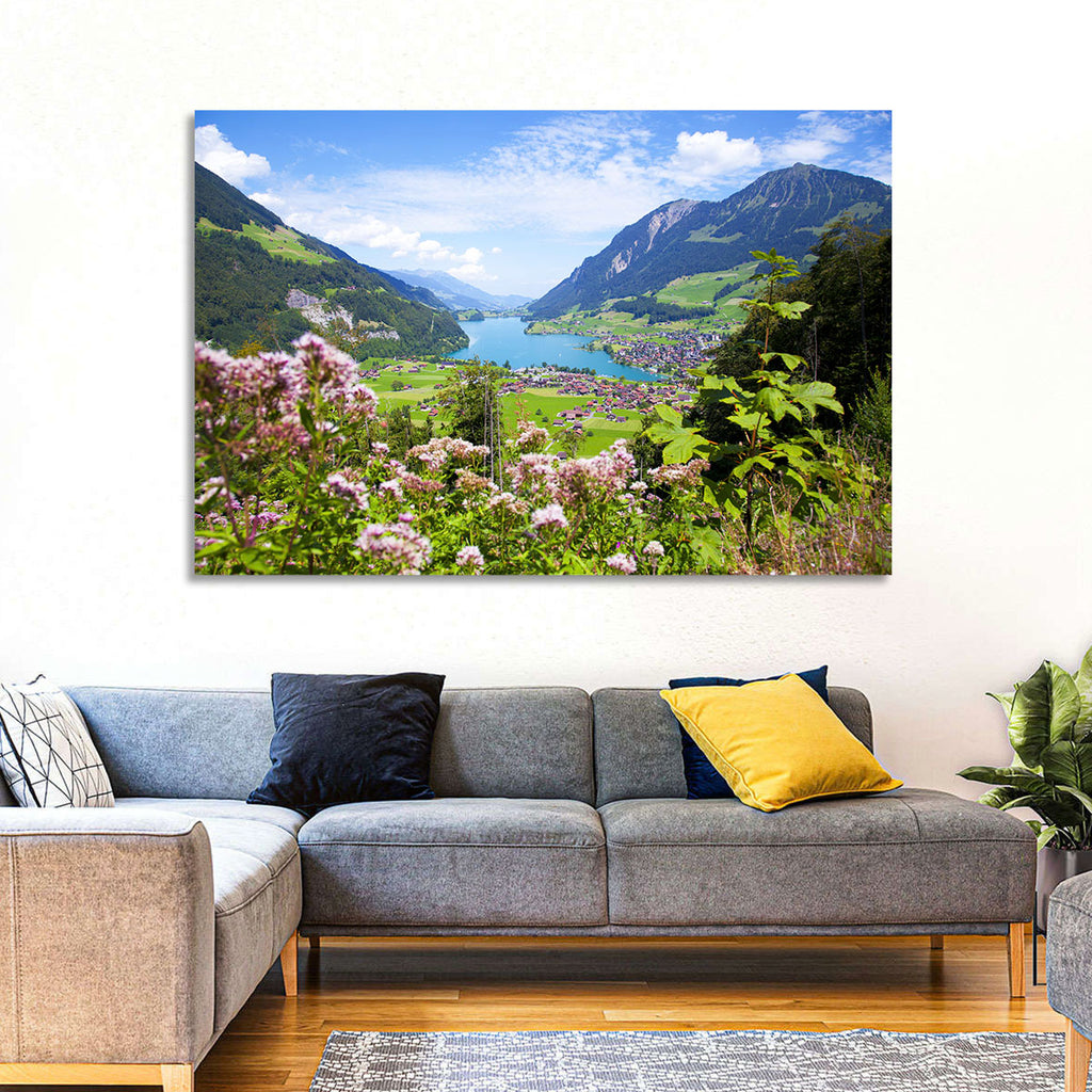 Lungern Village with Wildflowers Wall Art