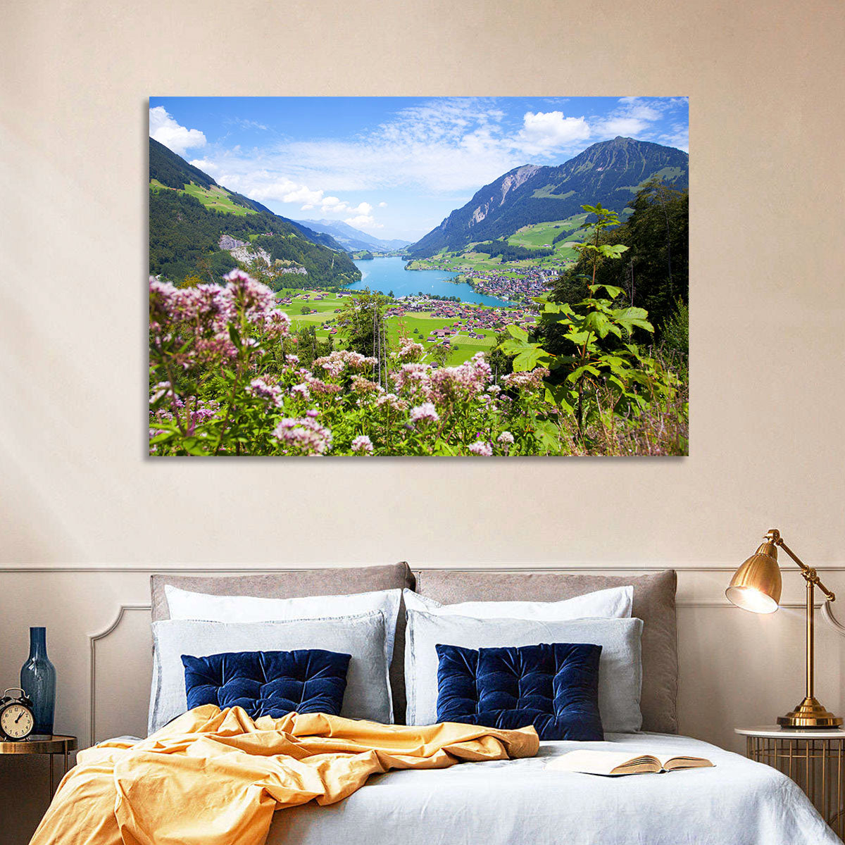 Lungern Village with Wildflowers Wall Art