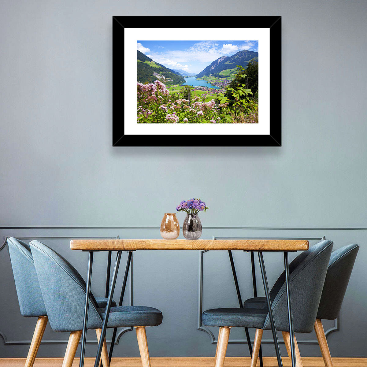 Lungern Village with Wildflowers Wall Art