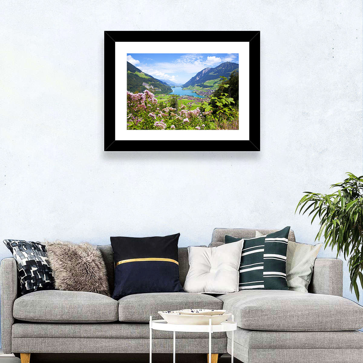 Lungern Village with Wildflowers Wall Art