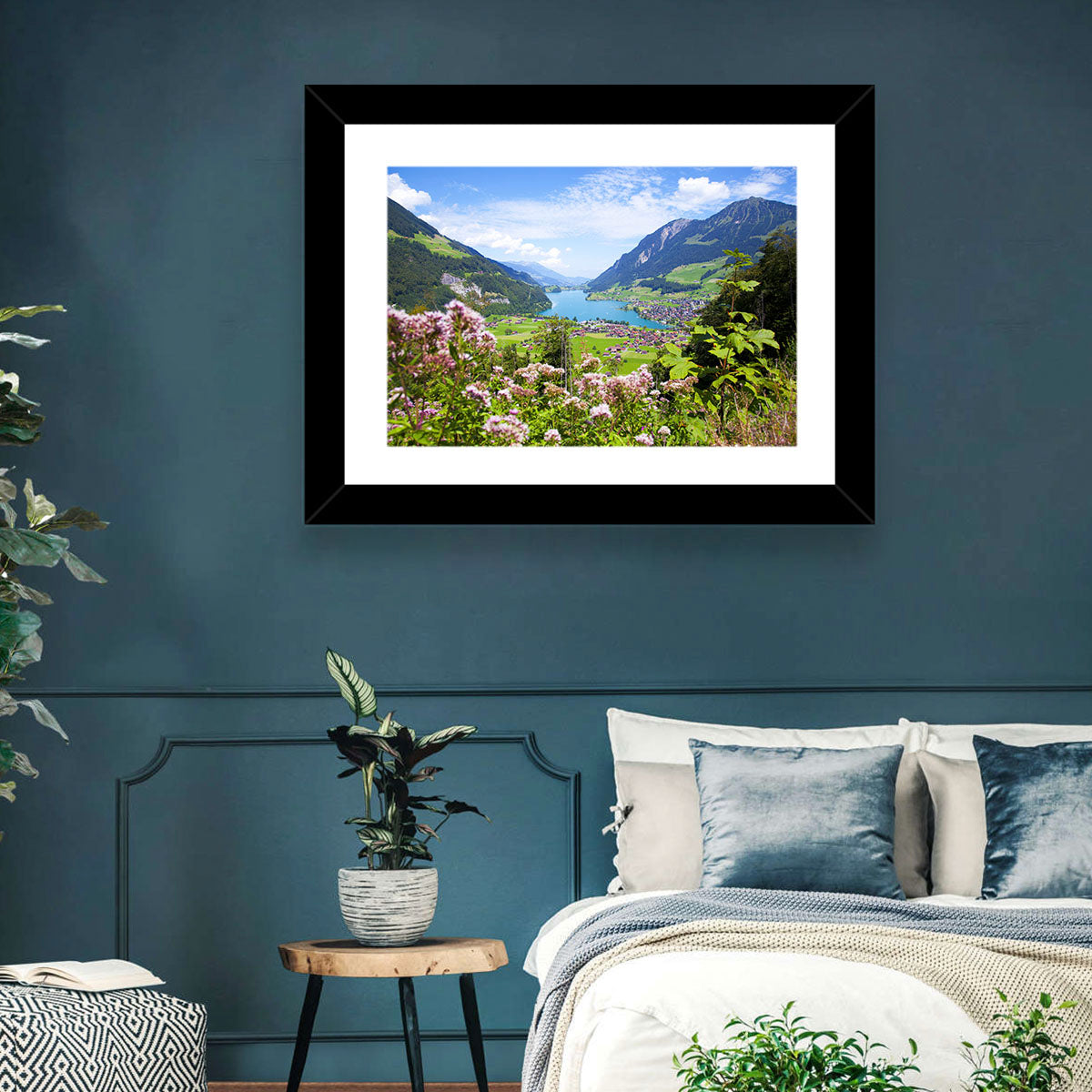 Lungern Village with Wildflowers Wall Art