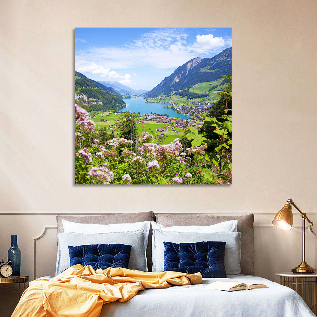 Lungern Village with Wildflowers Wall Art
