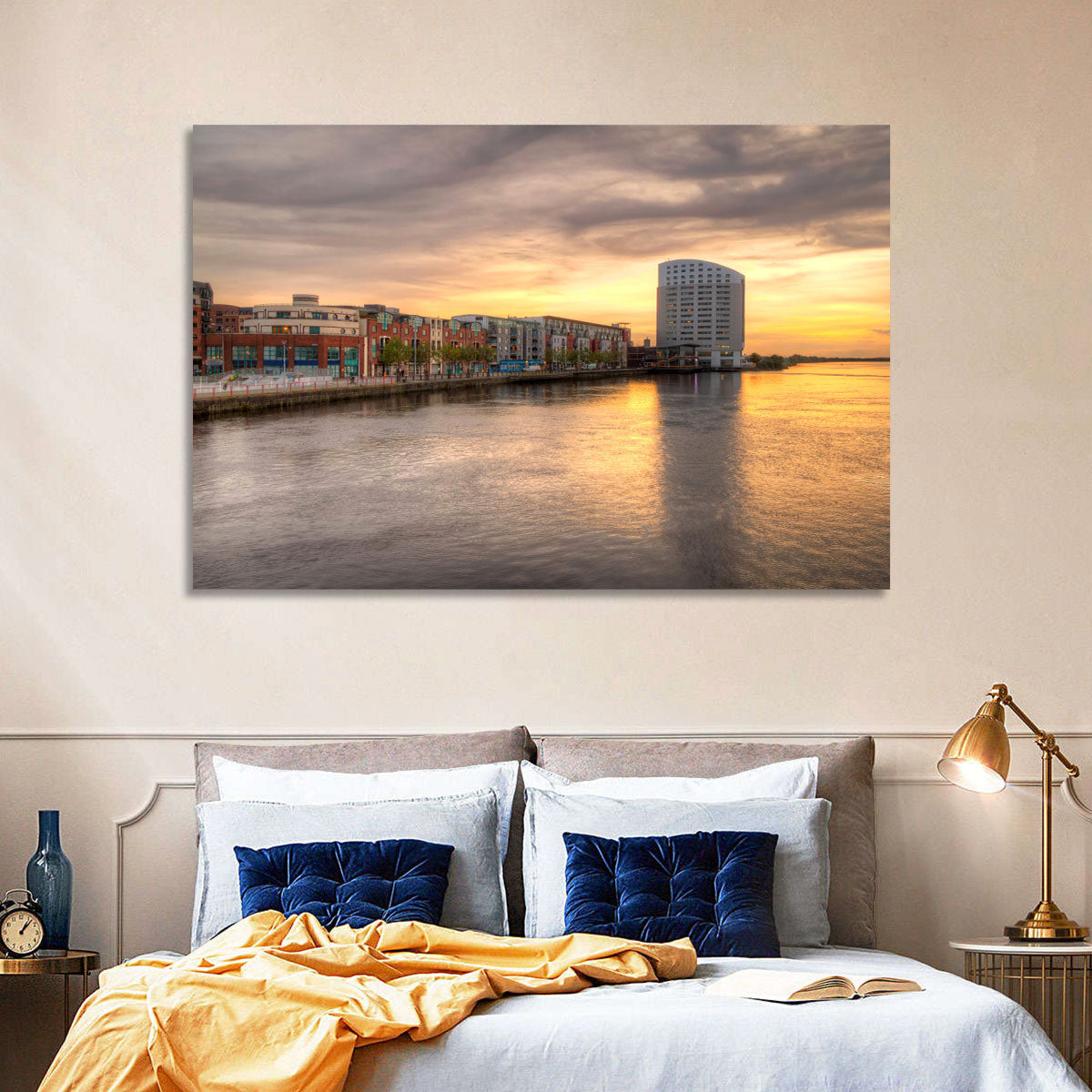 Limerick Riverside at Dusk Wall Art in a room, landscape