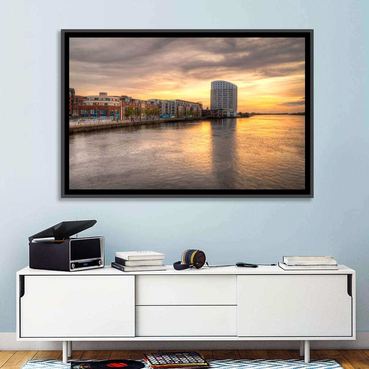 Limerick Riverside at Dusk Wall Art in a room, landscape