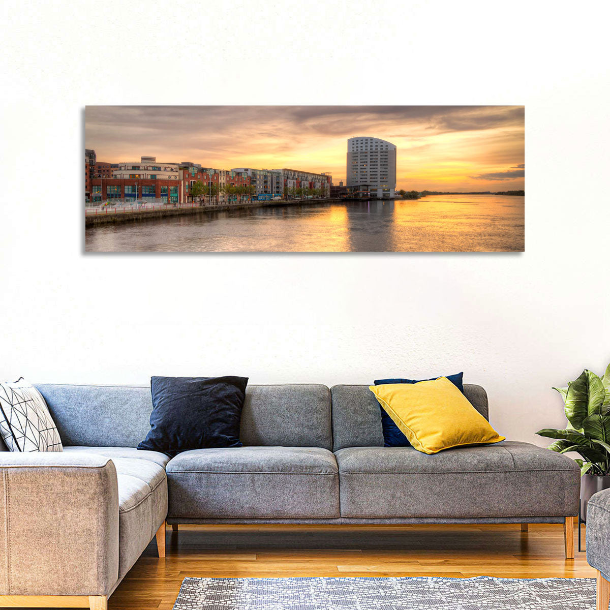 Limerick Riverside at Dusk Wall Art in a room, landscape
