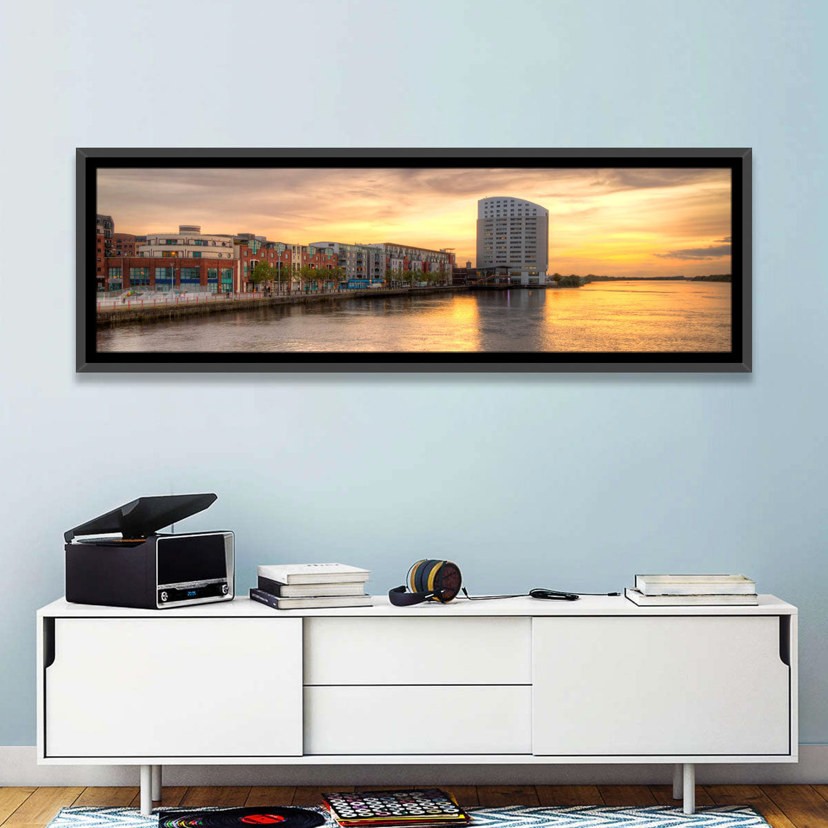 Limerick Riverside at Dusk Wall Art in a room, landscape