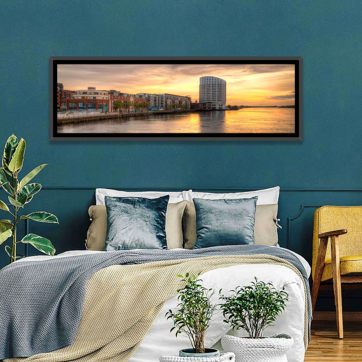 Limerick Riverside at Dusk Wall Art in a room, landscape