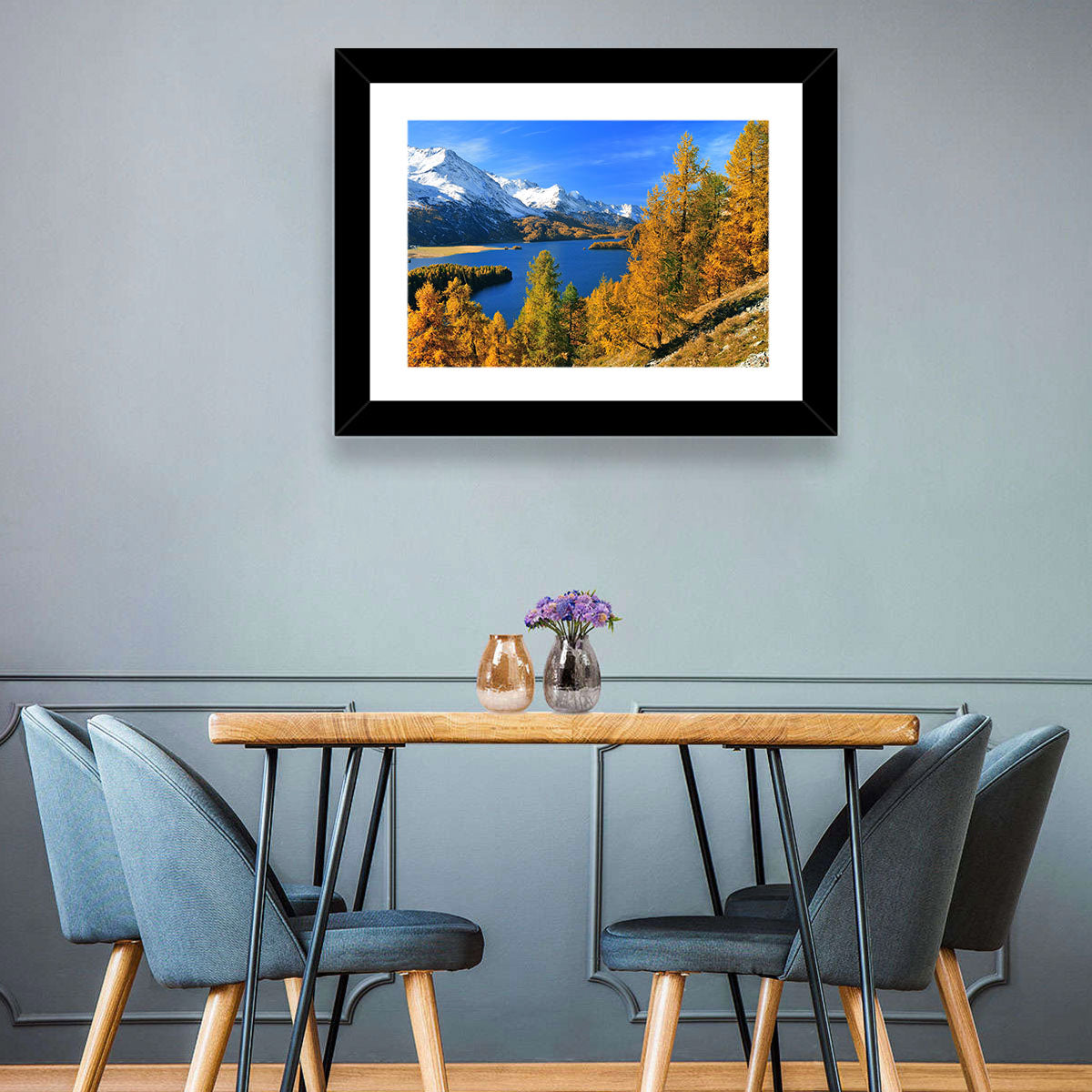 Silsersee Autumn Vista Wall Art in a room, landscape