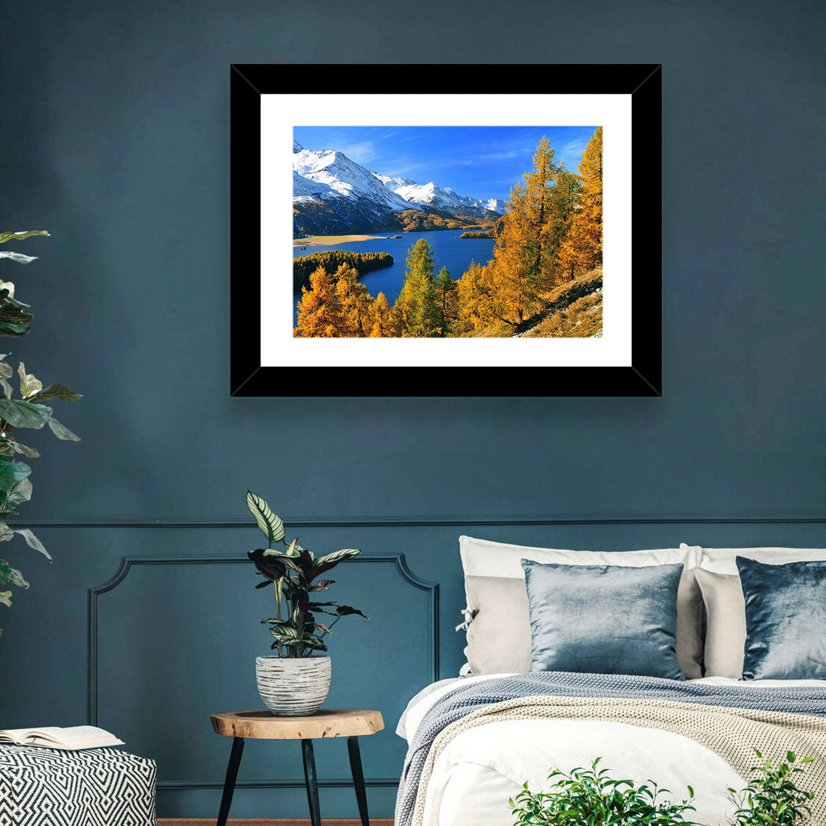 Silsersee Autumn Vista Wall Art in a room, landscape