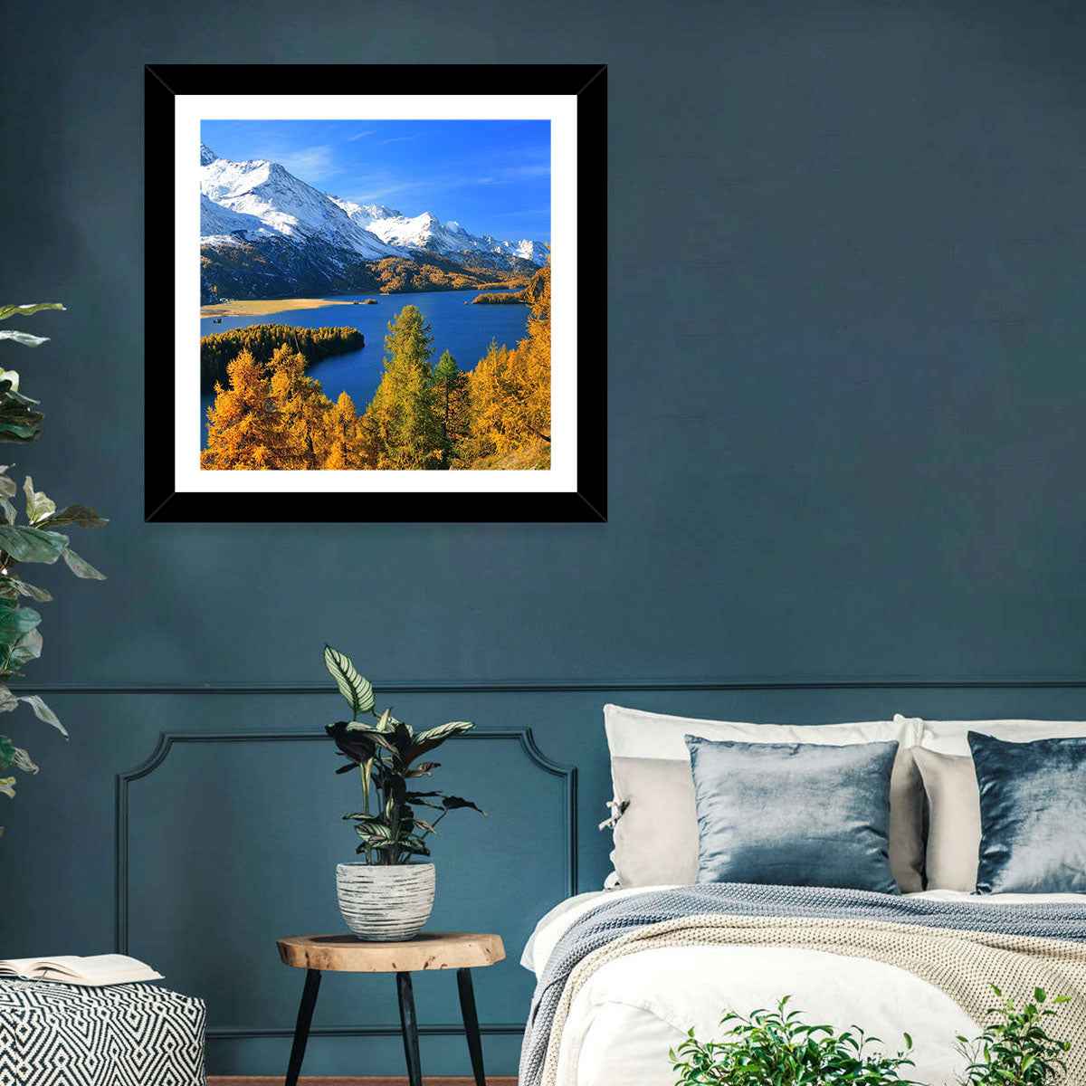 Silsersee Autumn Vista Wall Art in a room, landscape