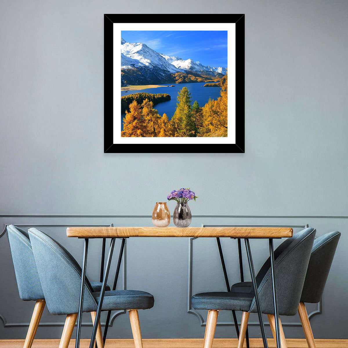 Silsersee Autumn Vista Wall Art in a room, landscape