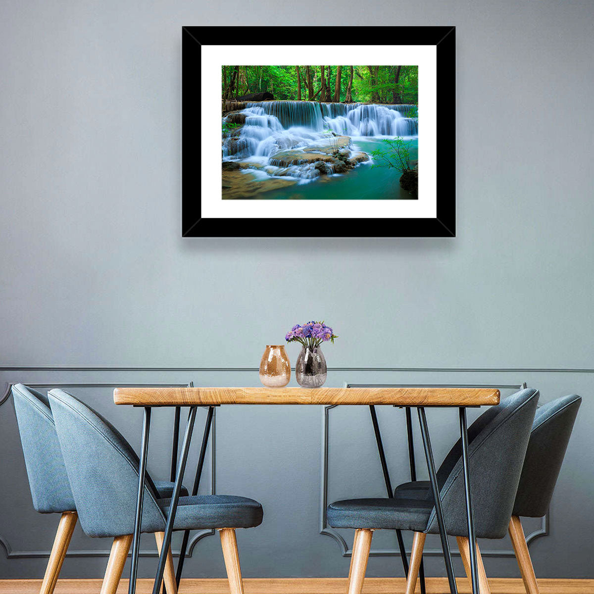 Huay Ma Khamin Erawan Waterfall Wall Art in a room, landscape