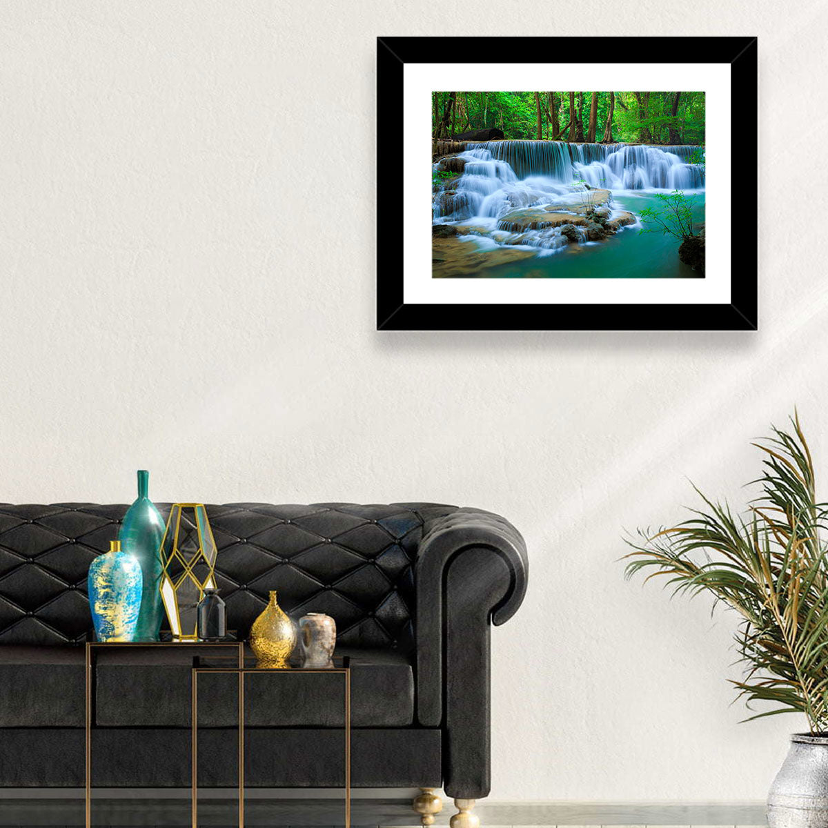 Huay Ma Khamin Erawan Waterfall Wall Art in a room, landscape