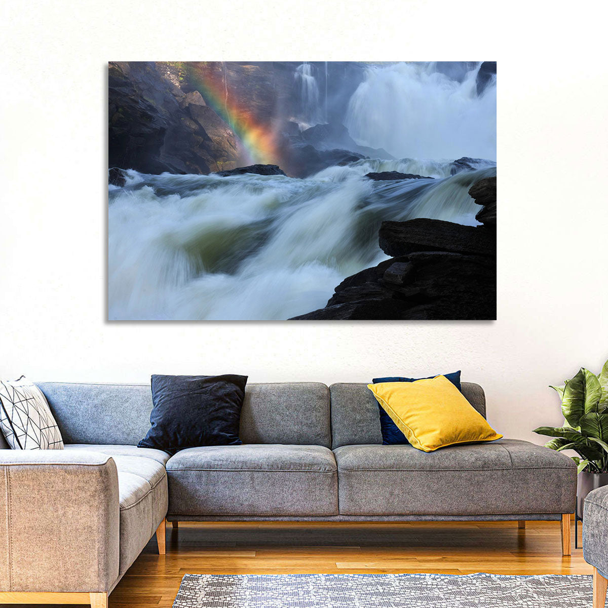 Rainbow Over Rushing River Wall Art